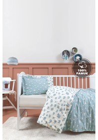 Resim Yataş Mini Povey Bebek Ranforce %100 Pamuk Nevresim Takımı - Mavi 