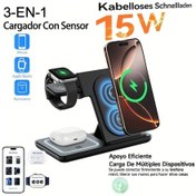 Resim Gaojunshop01 3ü1 Kablosuz Hızlı Şarj İstasyonu Black Katlanır Taşınabilir Masaüstü Aydınlatma 