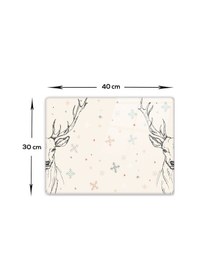 Resim Decorita Cam Kesme Tahtası|Krem Geyikli|30cm x 40cm 