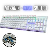Resim SPRANGE Rgb Oyuncu Klavyesi Mekanik, Türkçe Q, Blue Switch, Beyaz, Kablolu 