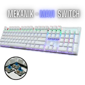 Resim SPRANGE Rgb Oyuncu Klavyesi Mekanik, Türkçe Q, Blue Switch, Beyaz, Kablolu 