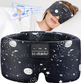 Resim LC-Dolida Yan Uyuyanlar İçin İpek Uyku Maskesi Kulaklık - Bluetooth 5.4 - Siyah 