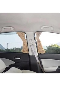 Resim Chuangyinshop 2pcs Araba Yan Cam Perdesi Cıkarılabilir Katlanır Sürgülü Güneşlik Işık Filtreleyici Gizlilik 