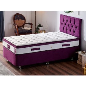 Resim Nironyatak Niron Violet Yatak Seti 90X190 Cm Tek Kişilik Yatak Baza Başlık T 