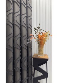 Resim Fon Perde Brillant Marka Tanjant Püsküllü Fon Pufy Nilda Antrsit Gri 