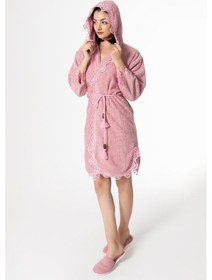 Resim Rosa Gelin Bornoz Set 5 Parça Dantelli Fantezi Çeyizlik Takım Pembe 