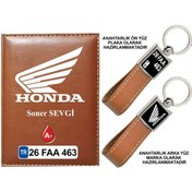 Resim Plakanıza Özel Honda Motor Logolu Taba Ruhsat Kabı Ve Anahtarlık 