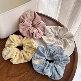 Resim 4 Krem Renkli Korduroy Scrunchies 
