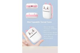 Resim TeknolojiSA Mini Bluetooth Termal Yazıcı Çocuk Fotoğraf ve Not Yazıcı Taşınabilir Cep Yazıcısı 