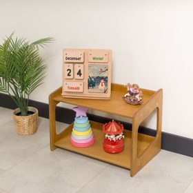 Resim Kuri Montessori Oyuncak Ve Kitap Düzenleyici Raf - 4-Raflı / Meşe 