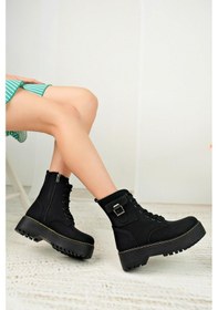 Resim Nesil Shoes İfs 777 Siyah Fermuarlı Kadın Bot-siyah Zümrüt Siyah - Zümrüt 