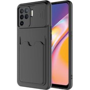 Resim Oppo Reno 5 Lite Uyumlu Kılıf ​sürgülü Lens Koruma Kart Bölmeli Fit Özel Koleksiyon Case 