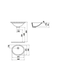 Resim Creavit Tp214 Tezgah Altı Oval Lavabo 37 x 47 CM Beyaz 