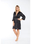 Resim Siyah İpek Saten Sabahlık - 14000 Siyah 