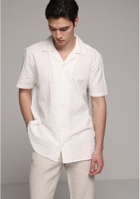 Resim Colin's Colins Regular Fit Apaj Yaka Jakarlı Erkek Beyaz Kısa Kol Gömlek Cl1079893 Q1.v2 Ofw 