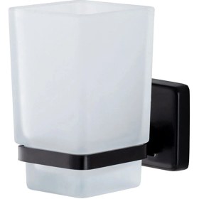 Resim Çelik Banyo Paslanmaz Pirinç Camlı Kumru Diş Fırçalık Mat Siyah Siyah 