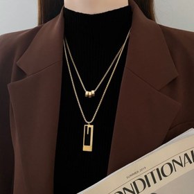Resim Kolye Premium Sense Çift Katmanlı Kazak Zinciri Moda Titanyum Çelik Zarif Karakter Yeni Çok Yönlü Kolye Takı Aksesuarları 