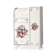 Resim Sivas Gözde Çekmeceli Çiçek Desenli Büyük Kiler Dolabı / Ekmeklik - Beyaz 