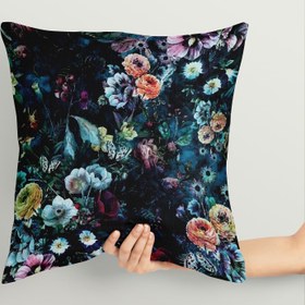 Resim Dark Flowers - Çiçekli Çift Taraflı KırlentKılıfı 2 Adet 