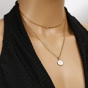 Resim 2 adet A-Z Paslanmaz Çelik Katmanlı Üst Üste Konulabilir Bölünmüş Çift Katman Zincirli Harf Kolye Seti 