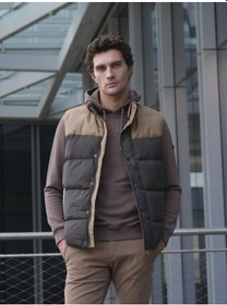 Resim Erkek Slim Fit Haki Rüzgar Ve Su Itici Termo Iç Astarlı Nefes Alabilen Yelek Ncs Jeans 4514-Haki 