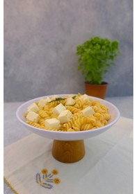 Resim Macaroni Ahşap Ayaklı 22,5 Cm Melamin Servis Tabağı, Çukur Sunum 