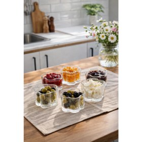 Resim Porsima RYG7061 Flower 6lı Cam Kase Puding Tatlı ve Dondurma Kasesi Kahvaltılık Kase Seti Servis Sunum Magnolia Kase TAKIMI-260 ml 