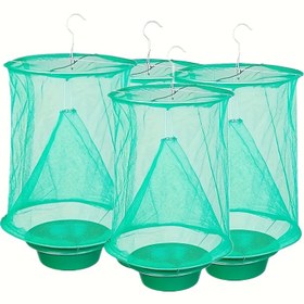 Resim 3 adet Yeniden Kullanılabilir Sinek Tutucu Ağı ile Yem Tepsileri, Dış Mekan Kullanımı için Elektriksiz Sinek Tuzak, Plastik Malzeme, Çiftlik, Çiftlik, Park, İstasyon, Bahçe, Restoran için İdeal 