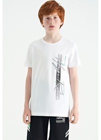 Resim Tommylife Tommy Life Beyaz Yazı Baskılı O Yaka Standart Kalıp Erkek Çocuk T-shirt - 11119 Beyaz 