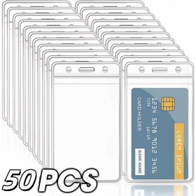 Resim 50 Adet Şeffaf Kart Kılıfı, Belge Tutucu 