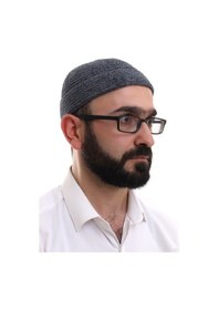 Resim Füme Katlamalı Sade Desen Kışlık Kadife Takke Şapka 