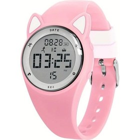 Resim Gaojunshop01 Akıllı Saat, Kadın Ve Erkekler İçin Dijital Kedi Kulaklı Saat, Fitness Takipçili, Pembe Beyaz Diğer 