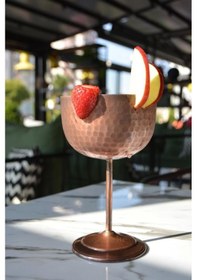 Resim Bakır Şarap Kadehi Çekiç Dövmeli Oksitli Bakır Renk 