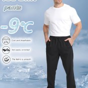 Resim Erkekler için Hafif Düz Paça Günlük Pantolonlar Gizli Fermuarlı Ceplerle - Nefes Alabilir, Hızlı Kuruyan, Koşu ve Dış Aktiviteler ile Yazlık Giyim İçin Bol Kesim 