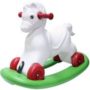 Resim Plastik At 4 Tekerlekli Sallanan At Bebek Oyuncak 