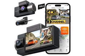 Resim Wolfbox I17 4K 3 Kanallı Araç Içi Kamera, Ön, Iç ve Arka 4K + 1080P + 1080P, 5,8 Ghz Wifi 