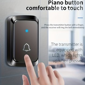 Resim 1pc Akıllı Kablosuz Kapı Zili, 304.8 metre menzil, 60 zil sesi, 5 ses seviyesi, 110dB sessiz mod, LED göstergesi, şarj edilemeyen pil, tak ve çalıştır, Avrupa fişi 