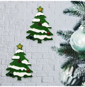 Resim Yılbaşı Çam Ağacı Strafor Dekor Süs 2'li 