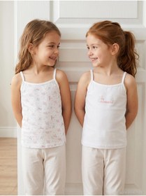Resim Civil Girls Flowers 2-10 Yaş Kız Çocuk 2'li Atlet - Standart 8-9 Yaş 
