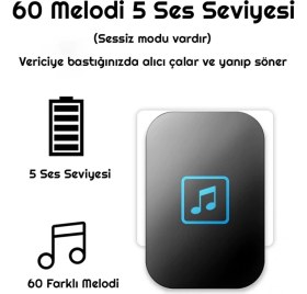 Resim Hymark Kablosuz LED Kapı Zili 1 Buton 1 Zil 1 Koruyucu Kapak Pil Gerektirmeyen 150 Metre Çekim 60 Zil Tonu 