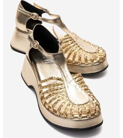 Resim Luvishoes Barry Altın Örgü Detaylı Kadın Dolgu Topuklu Sandalet Altın 