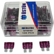 Resim Üstün Standart Bıçak Sigorta 40 Amper 100 Adet Standart Boy Oto Sigorta 40A Uyumlu 