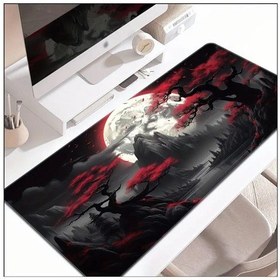 Resim 70x30 Cm Karanlık Kırmızı Ay Temalı Kaydırmaz Taban Speed Yüzey Oyuncu Mouse Pad Gaming 