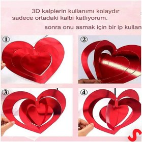 Resim 3 Boyutlu Döner Sarkıt 16 Adet Kalp Tavan Süs Seti 0 - 99 