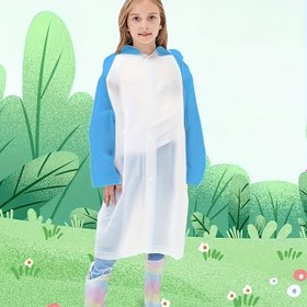 Resim Şık Renk Bloklu Çocuk Yağmurluğu - EVA Yüksek Kalite Ceket, Erkek ve Kızlar için Seyahat Dostu Kalınlaştırılmış Ponço, İlkokul Öğrencileri İçin Yeni Tasarım (7-9 Yaş) 