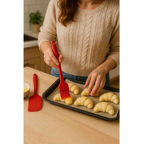 Resim Yumurta Fırçası ve Spatula 2li Set Silikon Yanmaz Yapışmaz 