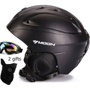 Resim MOON Yetişkinler için Kayak Kaskı - Goggles ve Yüz Maskası ile Şekil Verilmiş Kayak ve Kaykay Kaskı, Darbe Dayanıklı PC Malzeme, Ayarlanabilir Burun Askısı, Erkekler ve Kadınlar için 