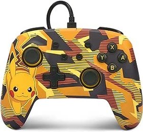 Resim Nintendo Switch için geliştirilmiş kablolu PowerA Controller – Camo-Storm-Pikachu, Gamepad, oyun kumandası, kablolu denetleyici, resmi lisanslı 