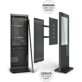 Resim Cletech C01 55” Totem Kabini + Samsung QM55C 55” Signage Monitör 