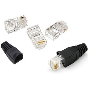 Resim Cat5 Rj-45 100 Lü Paket Jack + 100 Adet Cower Jack Koruma Kılıfı 